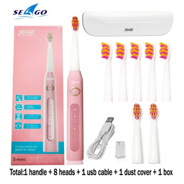 Oral Care |   Seago Sonic Electric Toothbrush Sg-507 Adult Timer Brush 5 Mode Usb Charger Rechargeable Tooth Brush Health Oral Care