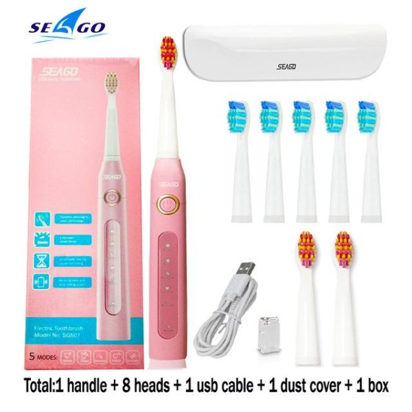 Oral Care |   Seago Sonic Electric Toothbrush Sg-507 Adult Timer Brush 5 Mode Usb Charger Rechargeable Tooth Brush Health Oral Care