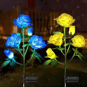 Outdoor Lighting |   5 Head Led Solar Simulation Rose Flower Solar Led Light Garden Yard Lawn Night Lamp Landscape Outdoor Lighting Outdoor Lighting