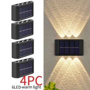 Outdoor Lighting |   6 Led Solar Wall Lamp Outdoor Waterproof Balcony Wall Lights For Courtyard Street Landscape Garden Decor Lamp Solar Outdoor Wall Lamp Outdoor Lighting Outdoor Lighting