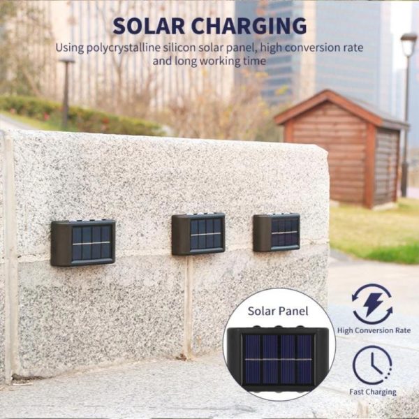 Outdoor Lighting |   6 Led Solar Wall Lamp Outdoor Waterproof Balcony Wall Lights For Courtyard Street Landscape Garden Decor Lamp Solar Outdoor Wall Lamp Outdoor Lighting Outdoor Lighting