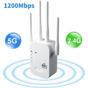 Pcs, Hardware & Gaming |   1200Mbps Wifi Booster Repeater 2 Lan Port Wireless Wifi Extender 5G 2.4G Dual-Band Wifi Amplifier Long Range Wi Fi Signal Booster Network Router 2024 Electronics Pcs, Hardware & Gaming