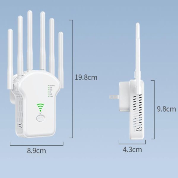 Pcs, Hardware & Gaming |   5G 1200Mbps Wireless Wifi Repeater Wifi Signal Repeater 2.4G 5.8G Dual-Band Wi Fi Extender 6 Antenna Network Amplifier Wps Router 2024 New Electronics Pcs, Hardware & Gaming