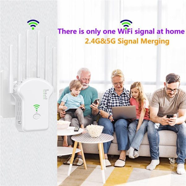 Pcs, Hardware & Gaming |   5G 1200Mbps Wireless Wifi Repeater Wifi Signal Repeater 2.4G 5.8G Dual-Band Wi Fi Extender 6 Antenna Network Amplifier Wps Router 2024 New Electronics Pcs, Hardware & Gaming