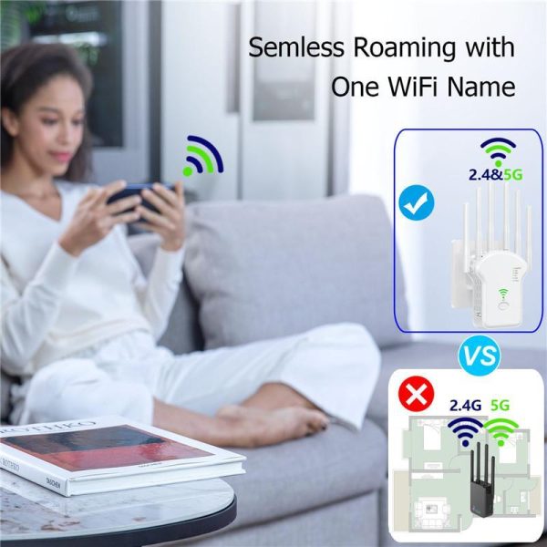 Pcs, Hardware & Gaming |   5G 1200Mbps Wireless Wifi Repeater Wifi Signal Repeater 2.4G 5.8G Dual-Band Wi Fi Extender 6 Antenna Network Amplifier Wps Router 2024 New Electronics Pcs, Hardware & Gaming