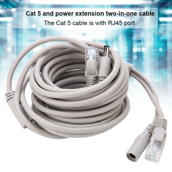 Pcs, Hardware & Gaming |   5M/10M/15M/20M Rj45+Dc Ethernet Cctv Cable For Ip Cameras Nvr System 10Mbps/100Mbps Electronics Pcs, Hardware & Gaming