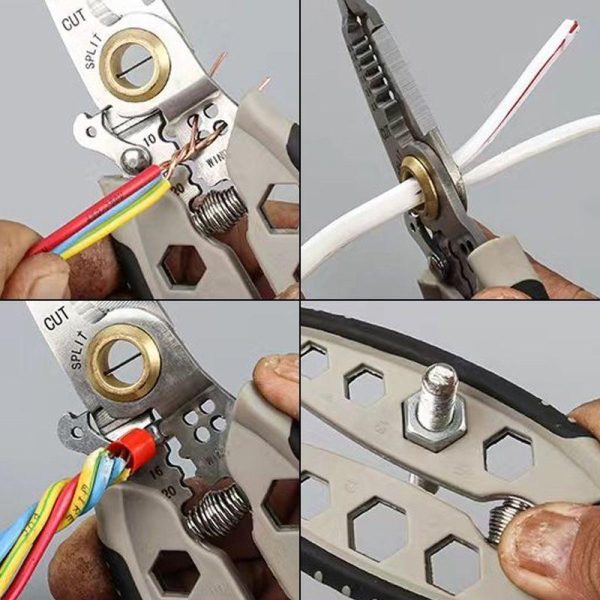 Pcs, Hardware & Gaming |   7In Multifunctional Wire Stripper Pliers Electrician Special Tools For Wire Cutting Pulling Pressing Winding Screwing Electronics Pcs, Hardware & Gaming