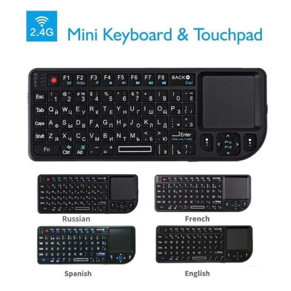 Pcs, Hardware & Gaming |   Mini 2.4G Rf Wireless Keyboard Spanish French Russian English Keyboard Backlight Touchpad Mouse For Pc Notebook Smart Tv Box Electronics Pcs, Hardware & Gaming