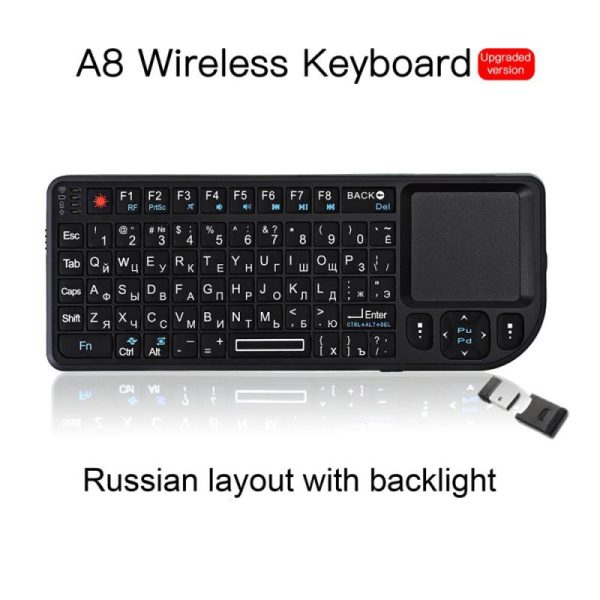 Pcs, Hardware & Gaming |   Mini 2.4G Rf Wireless Keyboard Spanish French Russian English Keyboard Backlight Touchpad Mouse For Pc Notebook Smart Tv Box Electronics Pcs, Hardware & Gaming