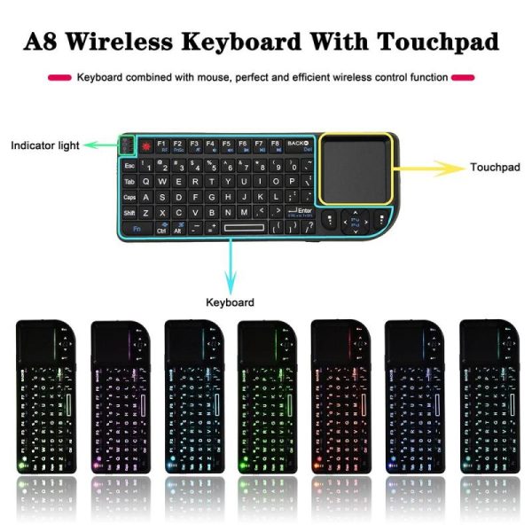 Pcs, Hardware & Gaming |   Mini 2.4G Rf Wireless Keyboard Spanish French Russian English Keyboard Backlight Touchpad Mouse For Pc Notebook Smart Tv Box Electronics Pcs, Hardware & Gaming