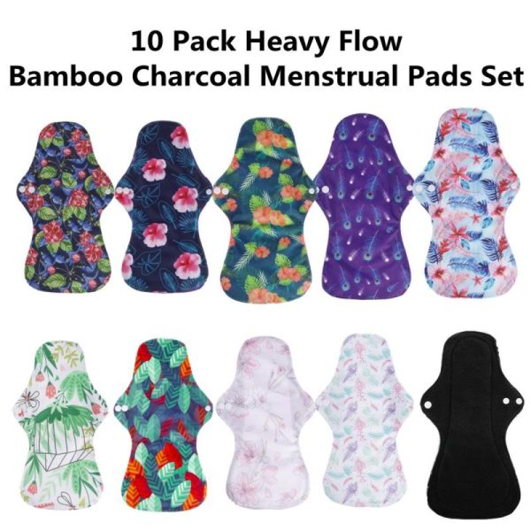 Personal Hygiene |   10Pcs M Bamboo Charcoal Panty Liner Mama Cloth Menstrual Pads Reusable Sanitary Pads Health Personal Hygiene