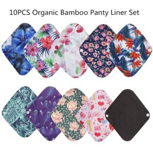 Personal Hygiene |   10Pcs Reusable Bamboo Charcoal Cloth Panty Liner,Mixed Color,Women Menstrual Sanitary Pads Health Personal Hygiene