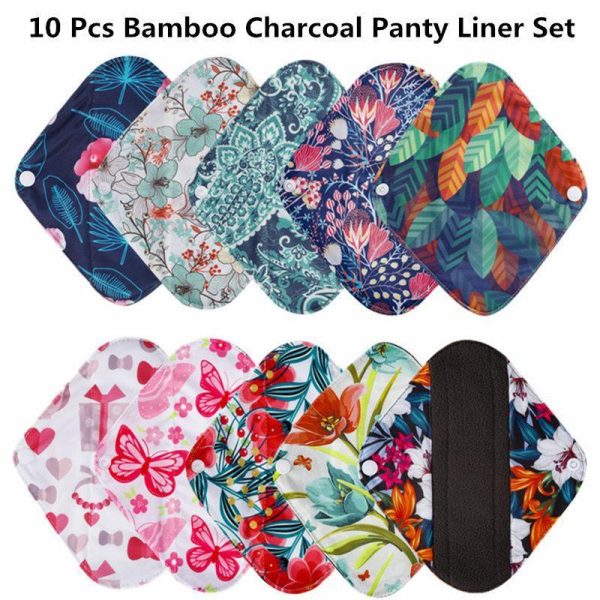 Personal Hygiene |   10Pcs Set Washable Reusable Bamboo Charcoal Sanitary Pads Health Personal Hygiene