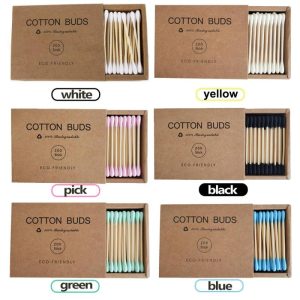 Personal Hygiene |   200 Pcs Double Headed Cotton Swabs Colored Makeup Removal Cotton Swab Disposable Kraft Paper Box Cotton Swab Sticks Health Personal Hygiene