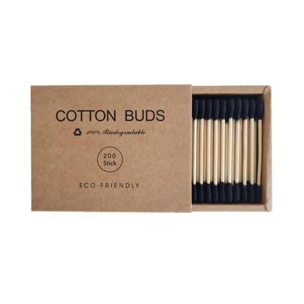 Personal Hygiene |   200 Pcs Double Headed Cotton Swabs Colored Makeup Removal Cotton Swab Disposable Kraft Paper Box Cotton Swab Sticks Health Personal Hygiene