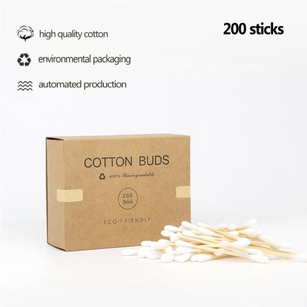 Personal Hygiene |   200 Pcs Double Headed Cotton Swabs Colored Makeup Removal Cotton Swab Disposable Kraft Paper Box Cotton Swab Sticks Health Personal Hygiene