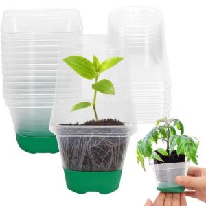 Pots & Planters |   6/12Pcs Silicone Nursery Pot Clear Square Plant Pots With Drainage Holes Easy Transplant Plastic Reusable Flower Pot For Healthy Root Growth Outdoors & Garden Pots & Planters