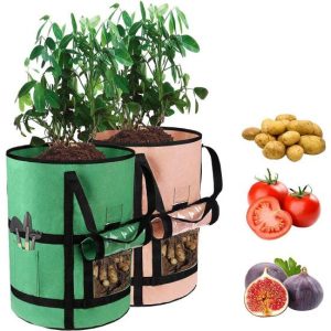 Pots & Planters |   7/10 Gallon Growing Bag Visible Design Breathable Easy To Use Non-Woven Fabric Garden Planting Pouch With Side Tool Storage Pocket Gardening Supplies Outdoors & Garden Pots & Planters