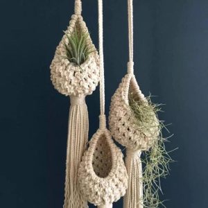 Pots & Planters |   Hanging Basket Hand-Woven Pineapple Shape Landscaping Cotton Macrame Flower Planter For Living Room Balcony Decorations Outdoors & Garden Pots & Planters