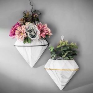 Pots & Planters |   Plant Pot Geometric Shape Decorative Ceramic Wall Mounted Flowerpot For Home Outdoors & Garden Pots & Planters