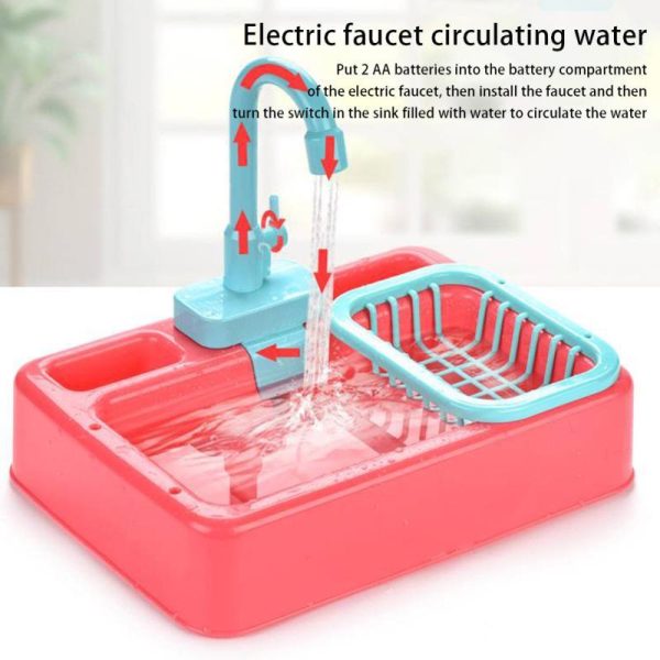 Pretend Play Sets |   Children Kitchen Sink Toys Electric Circulating Water Dishwashing Vegetable Washing Basin Playing Pretend Play Sets Pretend Play Sets