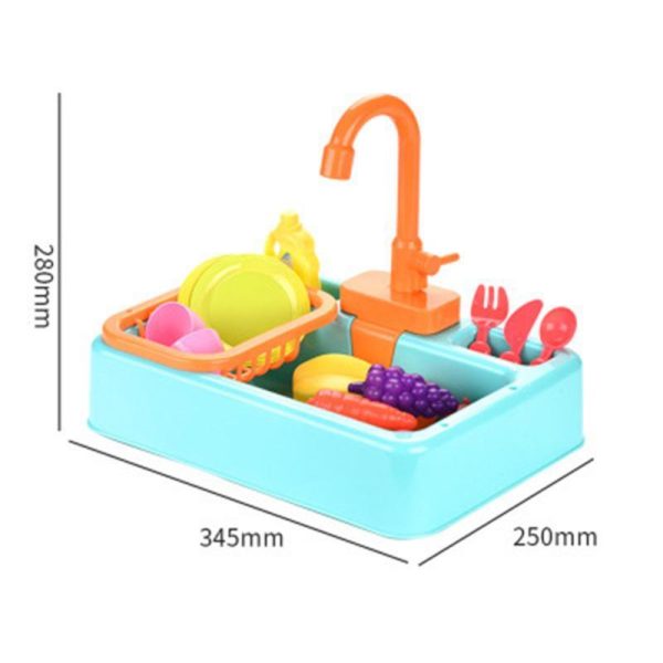 Pretend Play Sets |   Children Kitchen Sink Toys Electric Circulating Water Dishwashing Vegetable Washing Basin Playing Pretend Play Sets Pretend Play Sets