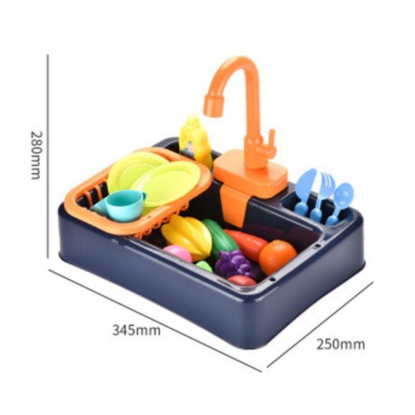 Pretend Play Sets |   Children Kitchen Sink Toys Electric Circulating Water Dishwashing Vegetable Washing Basin Playing Pretend Play Sets Pretend Play Sets