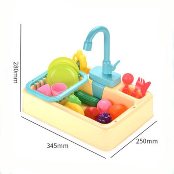 Pretend Play Sets |   Children Kitchen Sink Toys Electric Circulating Water Dishwashing Vegetable Washing Basin Playing Pretend Play Sets Pretend Play Sets