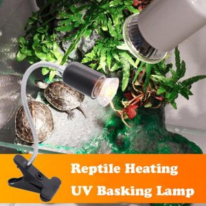 Reptiles |   Uva+Uvb Turtle Basking Lamp Reptile Heating Light Bulb Long Gooseneck Full Spectrum Heat Lights Clip Holder 50W Eu Plug Pet Supplies Reptiles