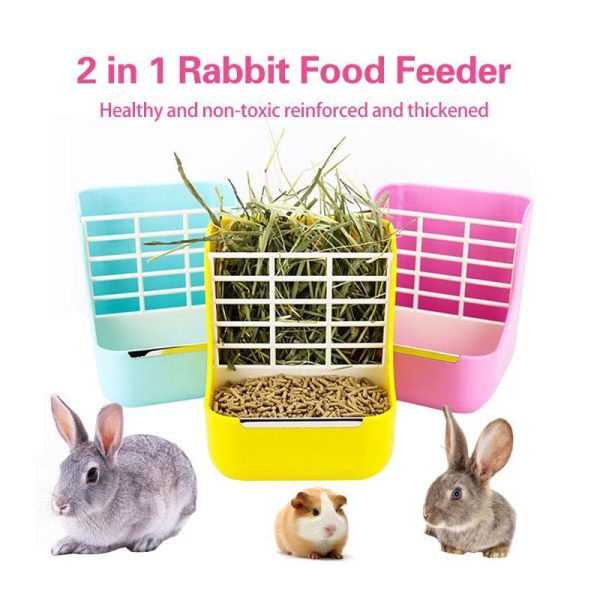 Rodents |   2 In 1 Pet Rabbit Guinea Pig Chinchilla Hay Feeder Food Grass Rack Dispenser Pet Feeding Rack Manager Pet Supplies Rodents