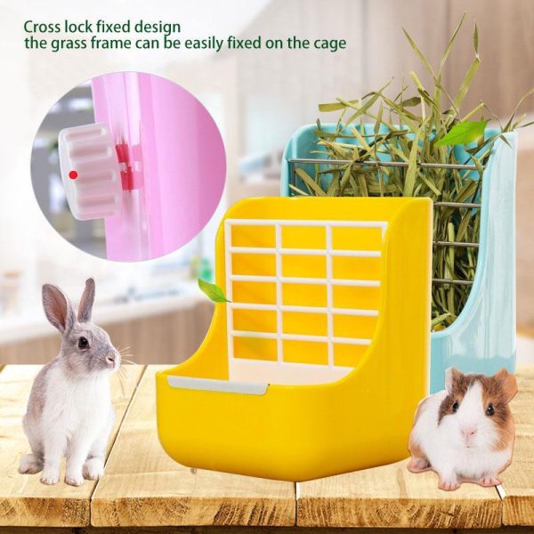 Rodents |   2 In 1 Pet Rabbit Guinea Pig Chinchilla Hay Feeder Food Grass Rack Dispenser Pet Feeding Rack Manager Pet Supplies Rodents