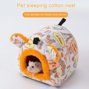 Rodents |   Hamster Bed Comfortable Large Space Thicken Plush Semi-Enclosed Cave Bed Pet Nest Small Animal Pet Supplies Rodents