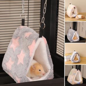 Rodents |   Hamster Cage Winter Thickened Bed Super Soft Windproof Washable Semi-Enclosed Squirrel Mini Hedgehog Plush Nest Pet Supplies Rodents