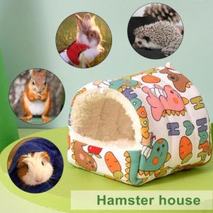 Rodents |   Hamster Nest Warm Cute Cartoon Pattern Guinea Pig House Comfortable Hamster Hideout For Small Animals Pet Supplies Rodents