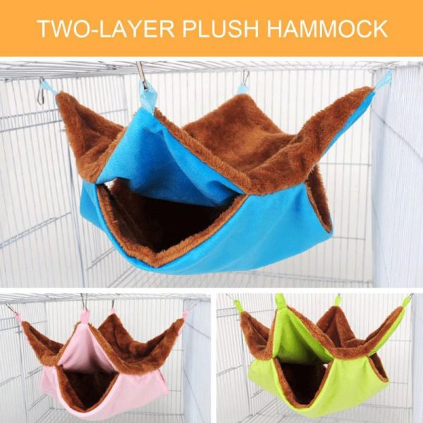 Rodents |   Pet Hammock Double-Layer Plush Soft Winter Warm Hanging Nest Sleeping Bed Small Pets Hamster Squirrel Chinchilla House Pet Supplies Rodents