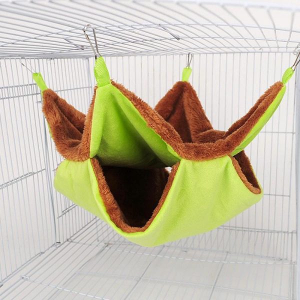 Rodents |   Pet Hammock Double-Layer Plush Soft Winter Warm Hanging Nest Sleeping Bed Small Pets Hamster Squirrel Chinchilla House Pet Supplies Rodents