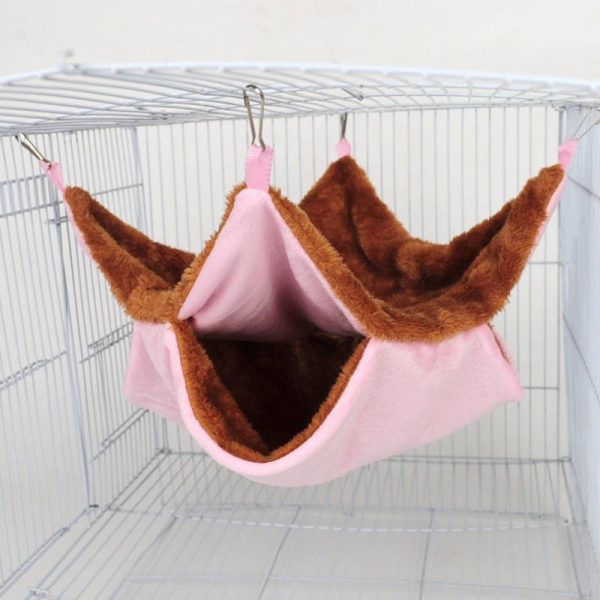 Rodents |   Pet Hammock Double-Layer Plush Soft Winter Warm Hanging Nest Sleeping Bed Small Pets Hamster Squirrel Chinchilla House Pet Supplies Rodents