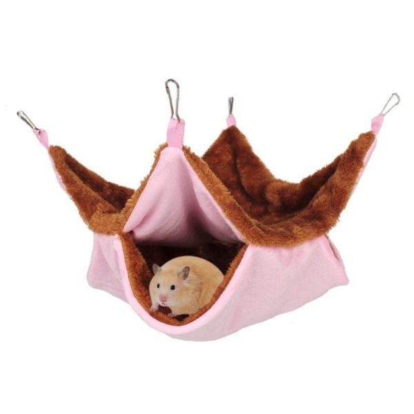 Rodents |   Pet Hammock Double-Layer Plush Soft Winter Warm Hanging Nest Sleeping Bed Small Pets Hamster Squirrel Chinchilla House Pet Supplies Rodents