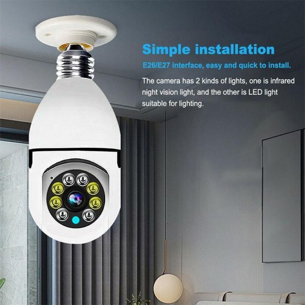 Smart Home |   1080P 200W E27 Wifi Ip Camera Outdoor 4X Digital Zoom Ai Human Detect Wireless Camera  Security Cctv Camera Panorama Surveillance Electronics Smart Home