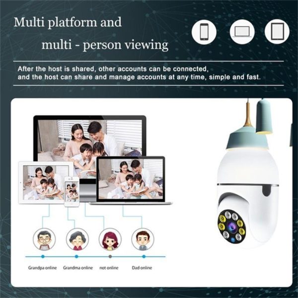 Smart Home |   1080P 200W E27 Wifi Ip Camera Outdoor 4X Digital Zoom Ai Human Detect Wireless Camera  Security Cctv Camera Panorama Surveillance Electronics Smart Home