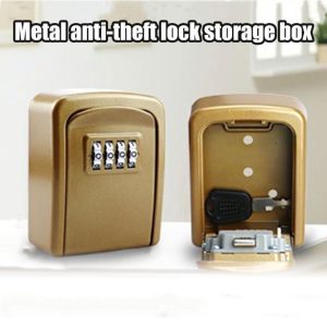 Smart Home |   Mini Key Lock Box Wall Mounted Alloy Safe Organizer 4 Digit Combination Key Storage Security Lock Case For Indoor Outdoor Electronics Home Security