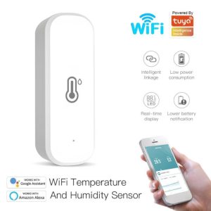 Smart Home |   Wifi Tuya Smart Temperature And Humidity Sensor Work With Alexa And Google Home Electronics Smart Home