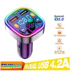 Smartphone Cases & Accessories |   Car  Fm  Transmitter External Microphone Dual Usb Pd Type C Fast Charging Car Charger Electronics Smartphone Cases & Accessories