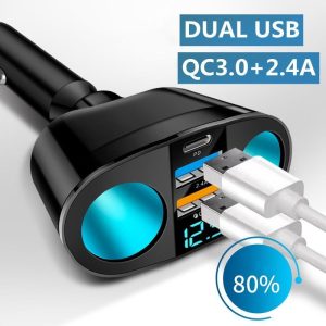 Smartphone Cases & Accessories |   Car Socket Splitter Charger Dual Usb Pd20W Qc 3.0 Quick Charge 12V-24V 60W Auto Type C Charging Power Adapter Plug Electronics Smartphone Cases & Accessories