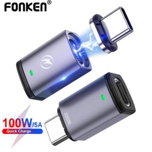 Smartphone Cases & Accessories |   Fonken Pd 100W Type C To Type C Magnetic Adapter 5A Fast Charging Type C Magnet Converter Magnetic Type C Adapter Electronics Smartphone Cases & Accessories