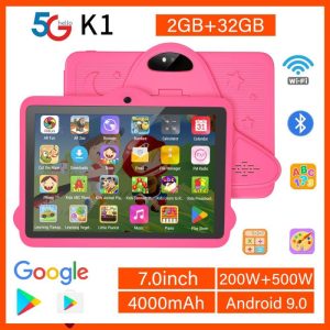 Smartphones & Tablets |   Bdf 5G Wifi K1 Tablet 7 Inch Children Kids Tablet Pc Android 9.0 Tablets Pc 32Gb Nice Design Learning Entertainment Gift Kids Electronics Smartphones & Tablets