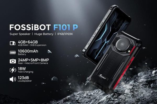 Smartphones & Tablets |   Fossibot F101P Rugged Smartphone, 4Gb+64Gb, Ai Triple Camera, 123Db Speaker, Mediatek Helio P22 Octa-Core, Android 13.0 Electronics Smartphones & Tablets