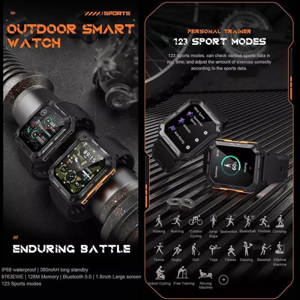 Smartwatches & Fitness Trackers |   2023 Newest Smart Watch C20 Pro 1.83 Inch Men Music Bt Call Outdoor Sports Fitness Tracker Heart Rate Blood Pressure Smartwatch Electronics Smartwatches & Fitness Trackers