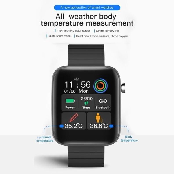 Smartwatches & Fitness Trackers |   A Smartwatch With A 1.54 Inch Screen, Ip67 Water Protection And A Body Temperature Sensor Electronics Smartwatches & Fitness Trackers