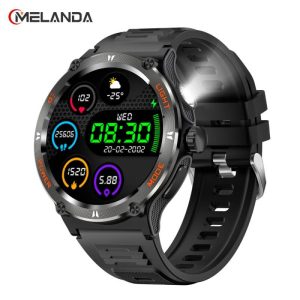 Smartwatches & Fitness Trackers |   Melanda 1.53 Inch Bluetooth Call Smart Watch Men Sports Compass Fitness Tracker Waterproof Led Light 500Mah Smartwatch For Android Ios Kt76 Electronics Smartwatches & Fitness Trackers